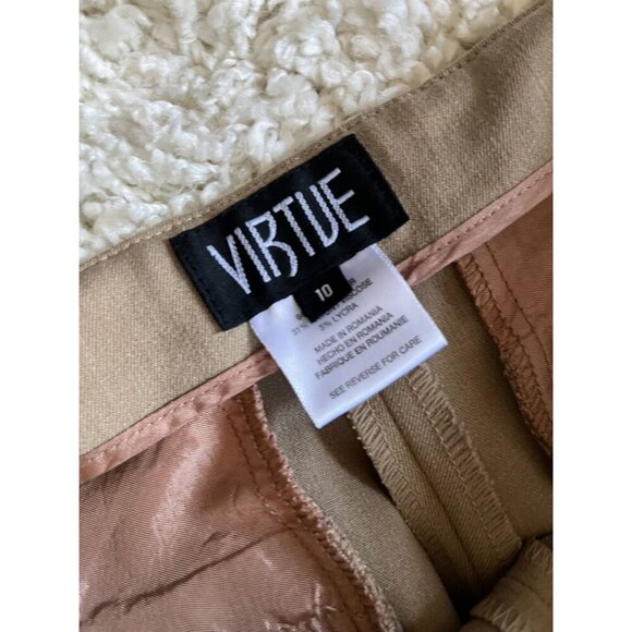 Virtue Womens High-Rise Tapered Tan Pants Size 10 With Side Zip - Picture 2 of 3